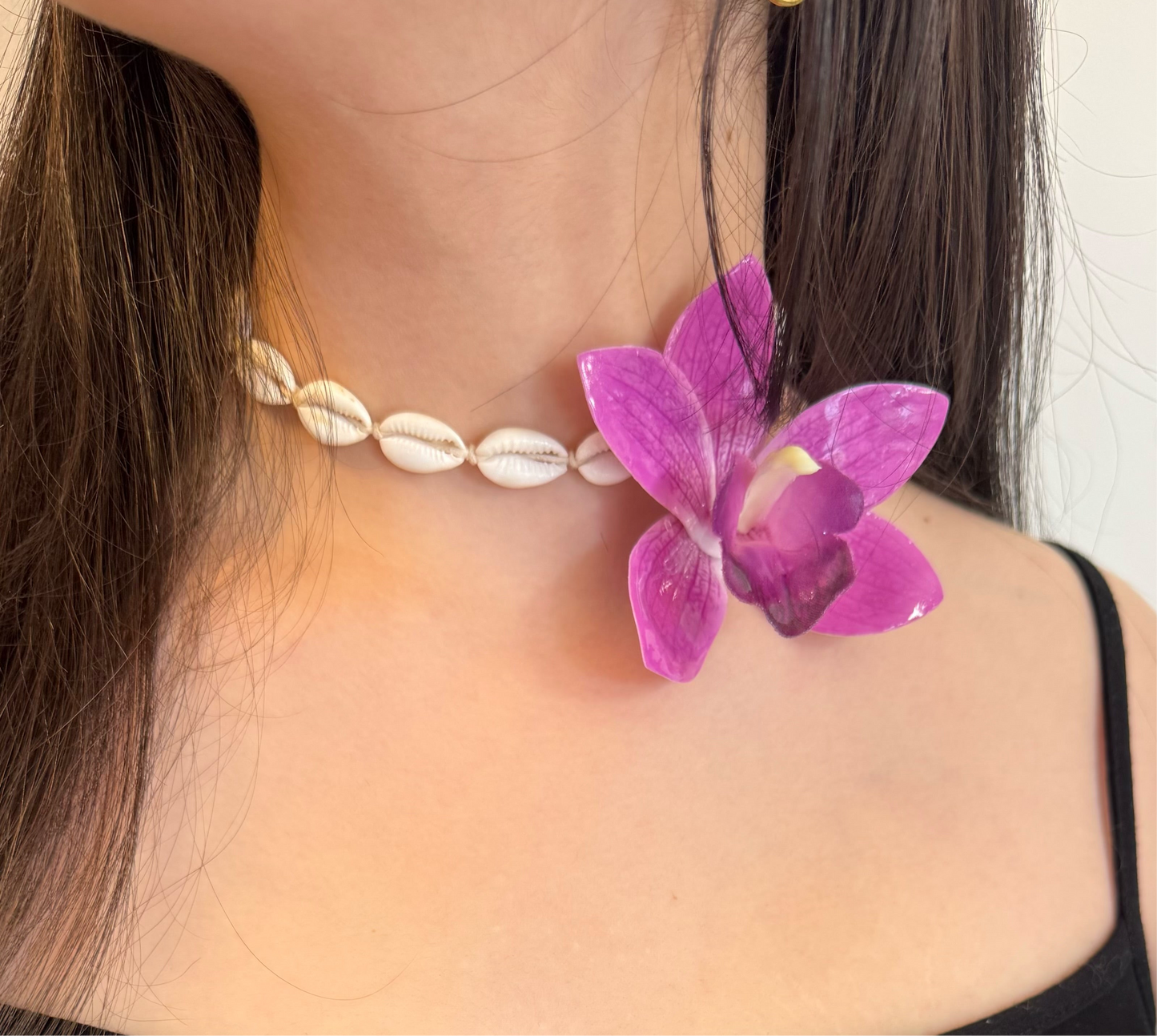 Princess Purple Orchid Seashell Choker